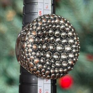 Statement Brutalist Modern Artisan Concave Chunky Dot Textured Silver Ring 6